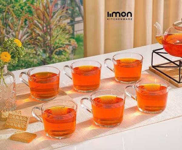 لیوان شیشه‌ای دسته‌دار 285 سی‌سی لیمون(6عددی)