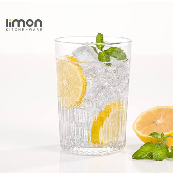 لیوان شیشه‌ای شیاردار 350 سی سی لیمون(6 عددی)