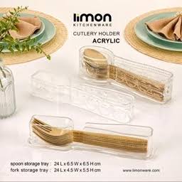 جاقاشق و چنگال آکرولیک دربدار لیمون